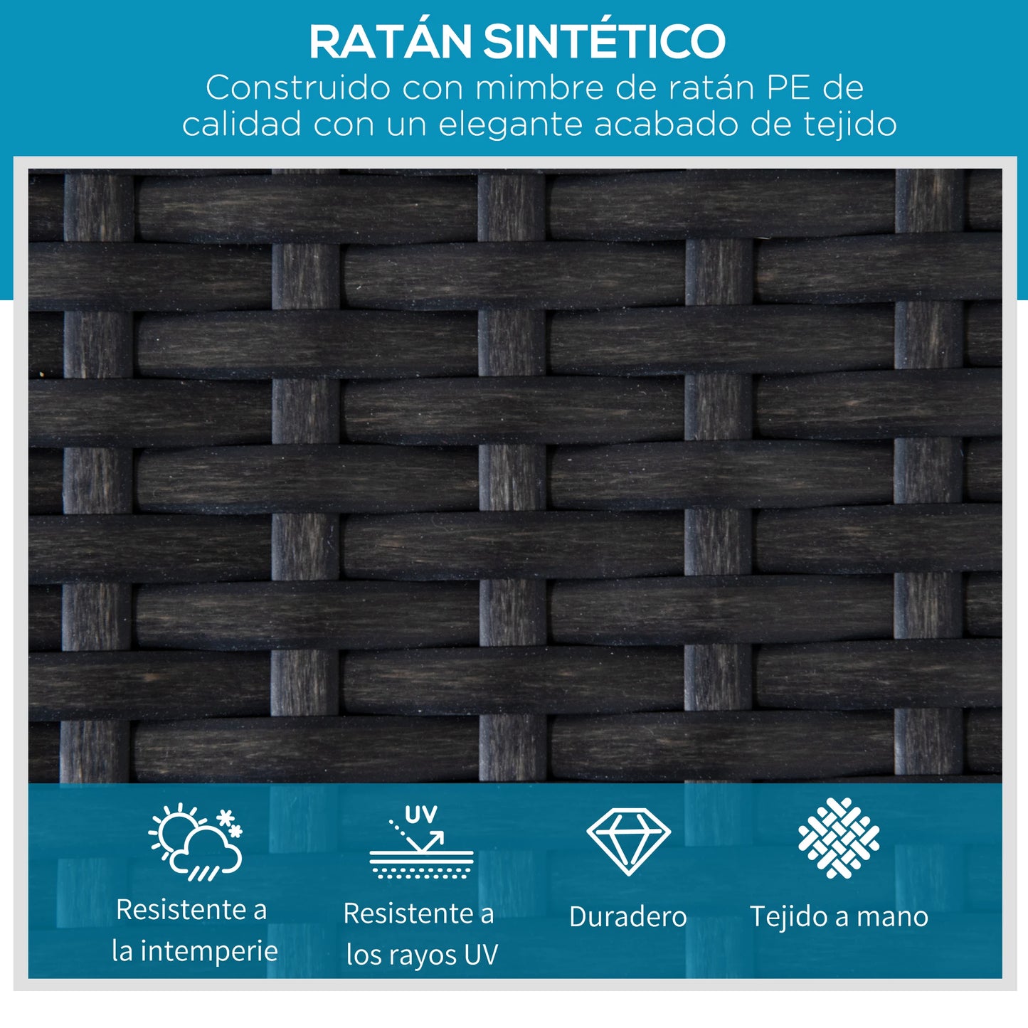 Rattan Lounger met Verstelbare Rugleuning - Handgeweven PE Rattan en Metalen Frame - Met Wielen - 5 Posities - 73x200x48 cm - Crème en Zwart