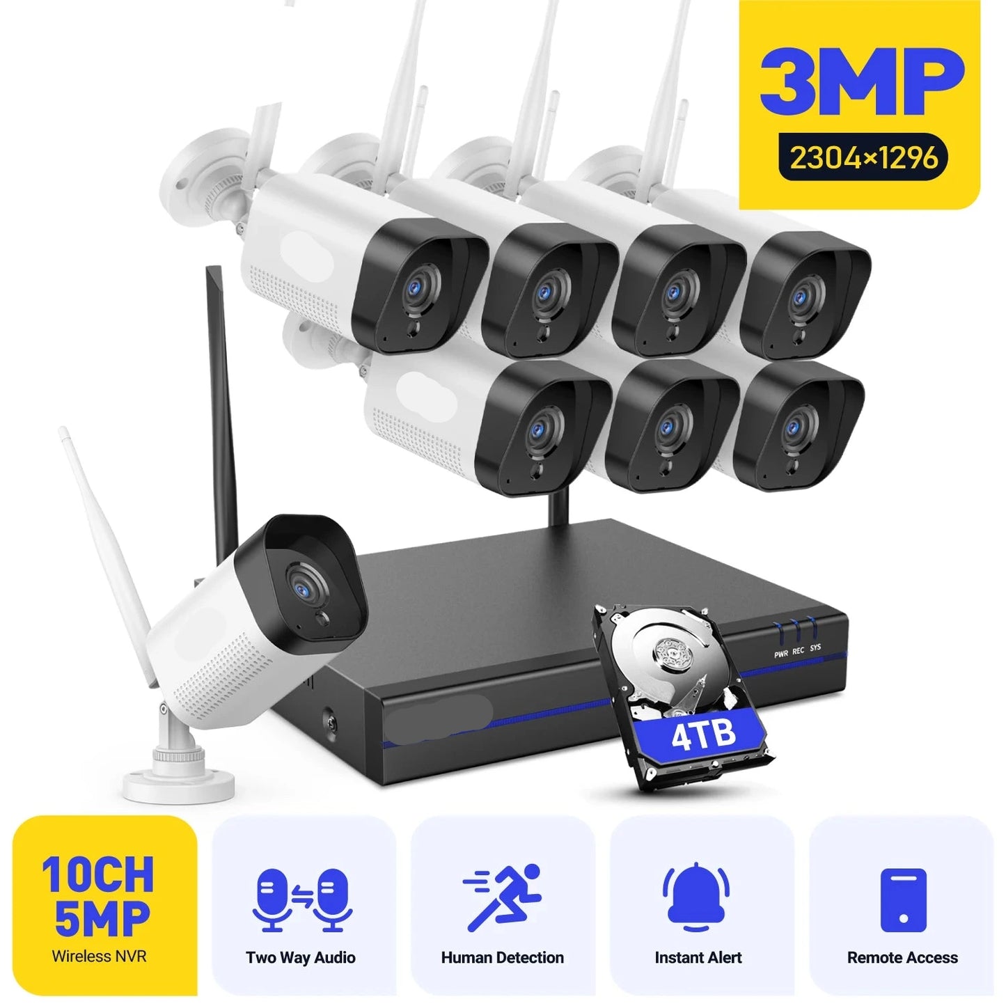 Draadloze Beveiligingscamera Set – Wifi Camera – Buiten Camera – Nachtzicht Camera – IP66 Waterdicht – 3MP Full HD – Bewegingsmelder