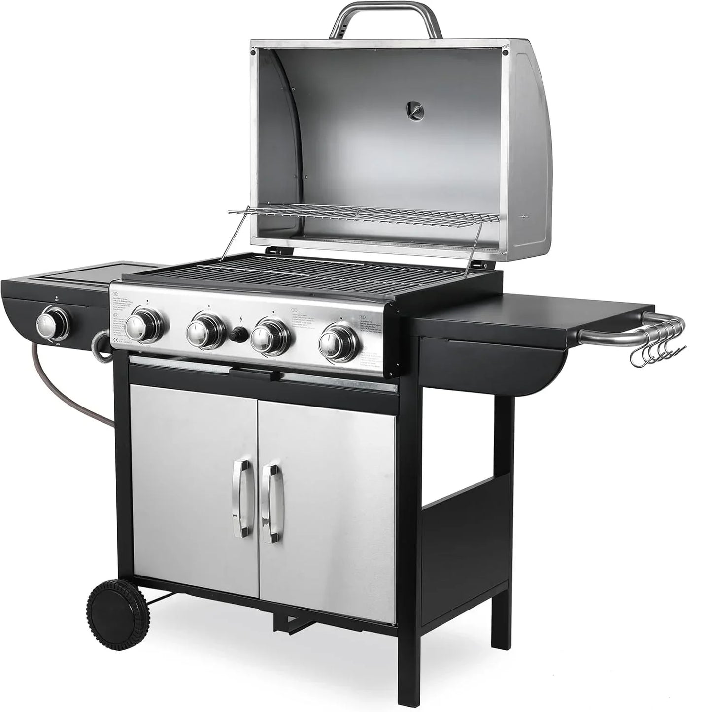 Gasbarbecue – Gas Grill – BBQ Grill – Trolley Barbecue – Outdoor Grill – 4+1 RVS Branders – Inclusief Thermometer