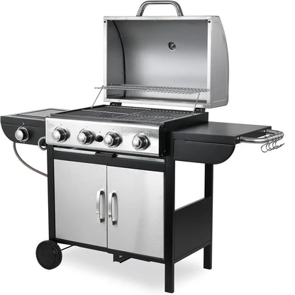 Gasbarbecue – Gas Grill – BBQ Grill – Trolley Barbecue – Outdoor Grill – 4+1 RVS Branders – Inclusief Thermometer