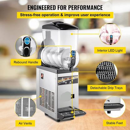 Slushmachine – Slushapparaat – Frozen Drink Maker – IJsdrankmachine – Smoothiemachine – 15 Liter Inhoud – 500W Compressor