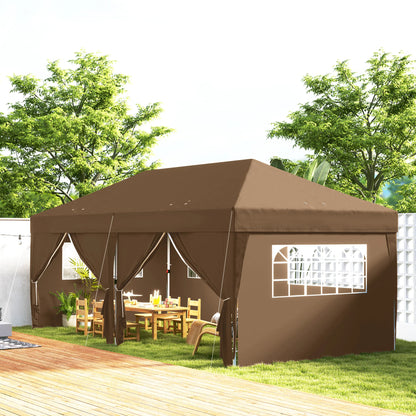 Opvouwbare Tuin Tent – Pop-Up Tent – Buiten Tent – Feest Tent – 6x3 Meter – Waterafstotend Polyester – Verstelbare Hoogte - Bruin - QUORE