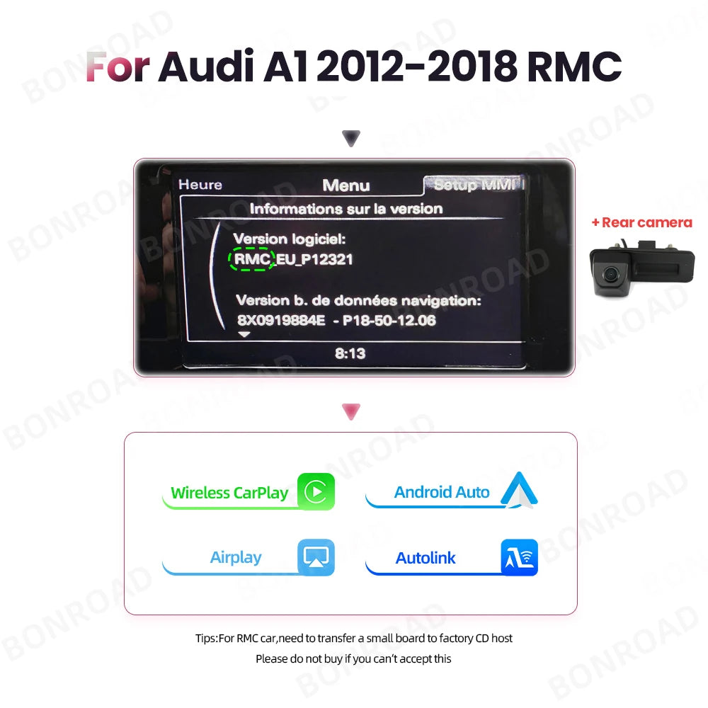 Interface Adapter Audi A1 Q3 – Wireless CarPlay – Android Auto – Mirror Link – Bluetooth 4.2 – Draadloze Connectiviteit – Eenvoudige Plug & Play Installatie