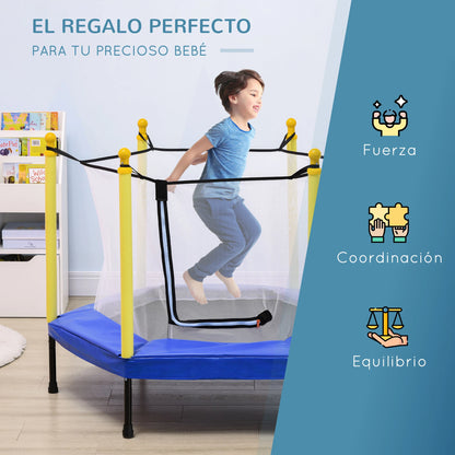 Trampoline voor Kinderen 3-6 Jaar - Veiligheidsnet - 122x122x97 cm - Blauw/Pink - Balance Training