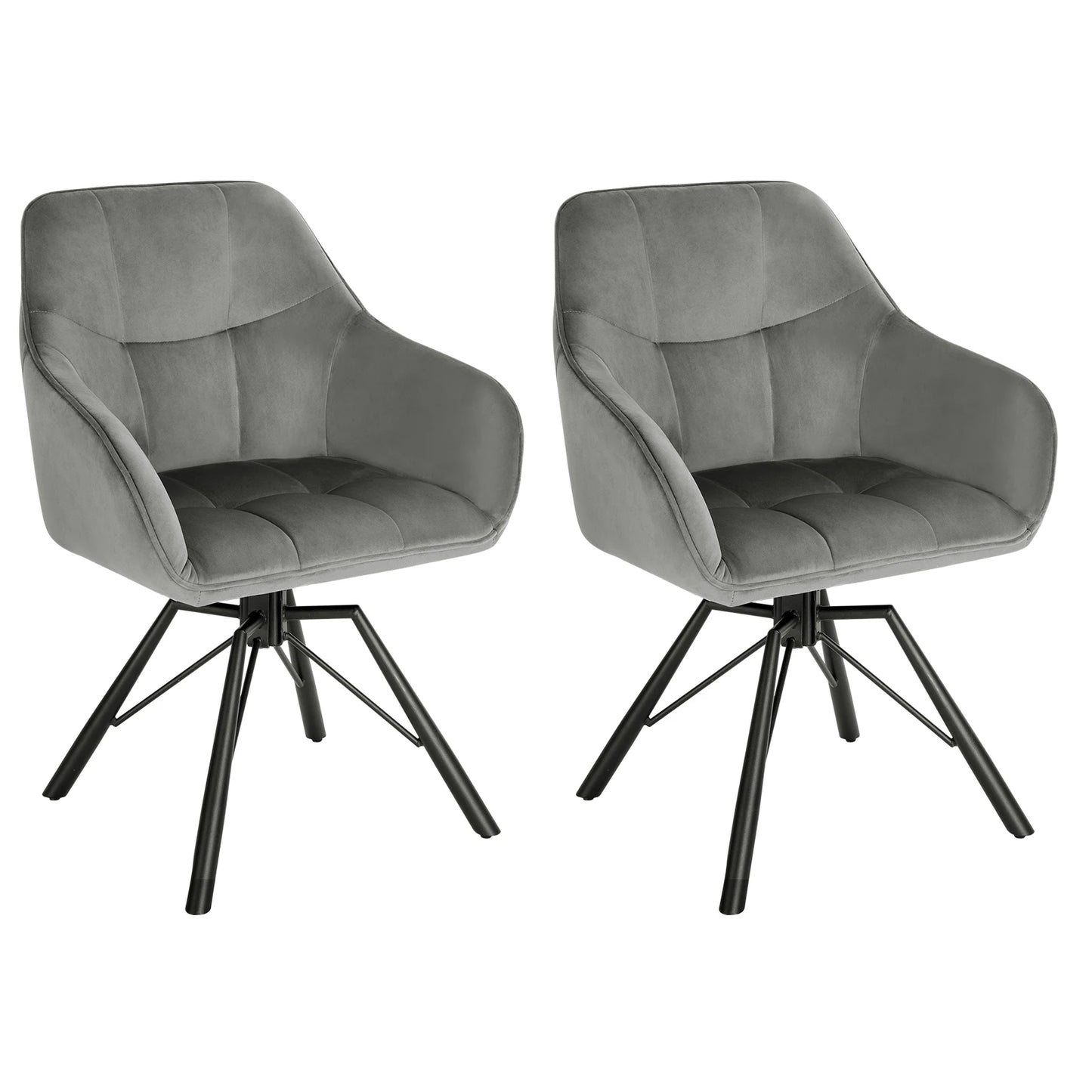 Draaibare Eetkamerstoelen – Eetkamerstoelen – Keukenstoelen – Draaistoelen – Comfortabele Stoelen – Donkergrijs Fluweel – 360° Draaibaar – Met Armleuningen
