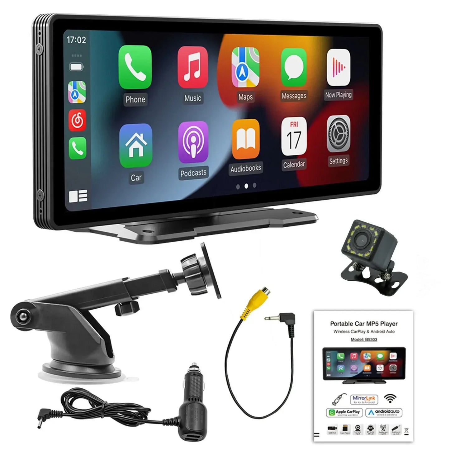 Auto Multimedia Speler – Auto Headunit – Autoradio – Touchscreen Display – Navigatiesysteem – 10,26 Inch IPS Scherm – Draadloze Apple CarPlay & Android Auto