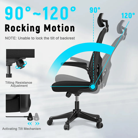 Bureaustoelen - Gaming Bureaustoel - Ergonomische bureaustoel - Bureaustoelen voor Volwassenen - Chair - Zwart