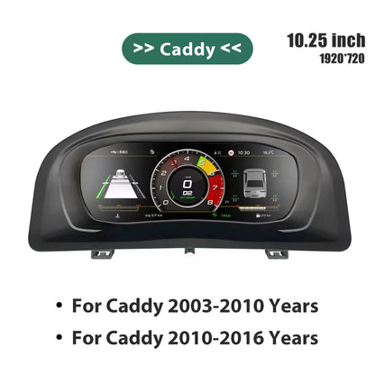 Dashboard Display – Digitale Instrumentenpaneel – Auto Dashboard Scherm – HD Cockpit Display – Volkswagen Variant Caddy Touran T6 EOS Sharan – 10,25 Inch HD Scherm – Snelle 1.5GHz Processor