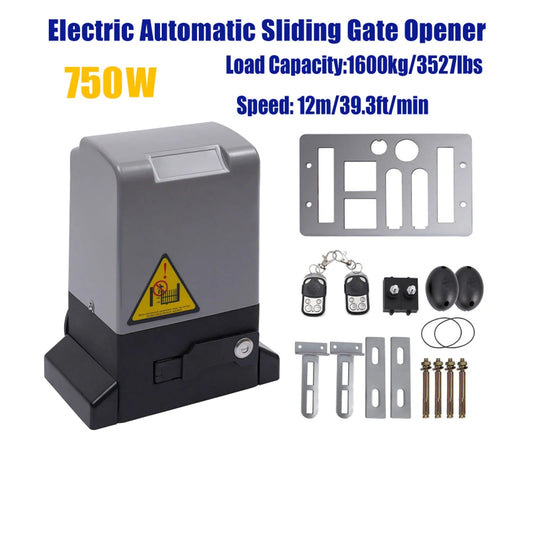 Schuifpoortopener - Elektronisch poortopener - Automatische Poortopener - Hekopener - 750W - Elektrische Schuifpoortopener - Max 1600kg - 1400RPM - Stille Motor met Afstandsbediening & Sleutels - QUORE