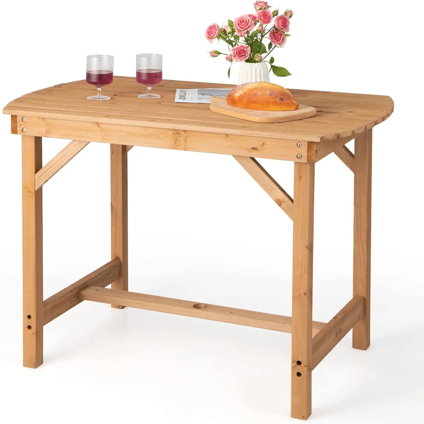 Tuintafel van massief hout - eettafel met luifelgat - terrastafel - houten tafel voor achtertuin - tuin - 100 x 60 x 75 cm - QUORE