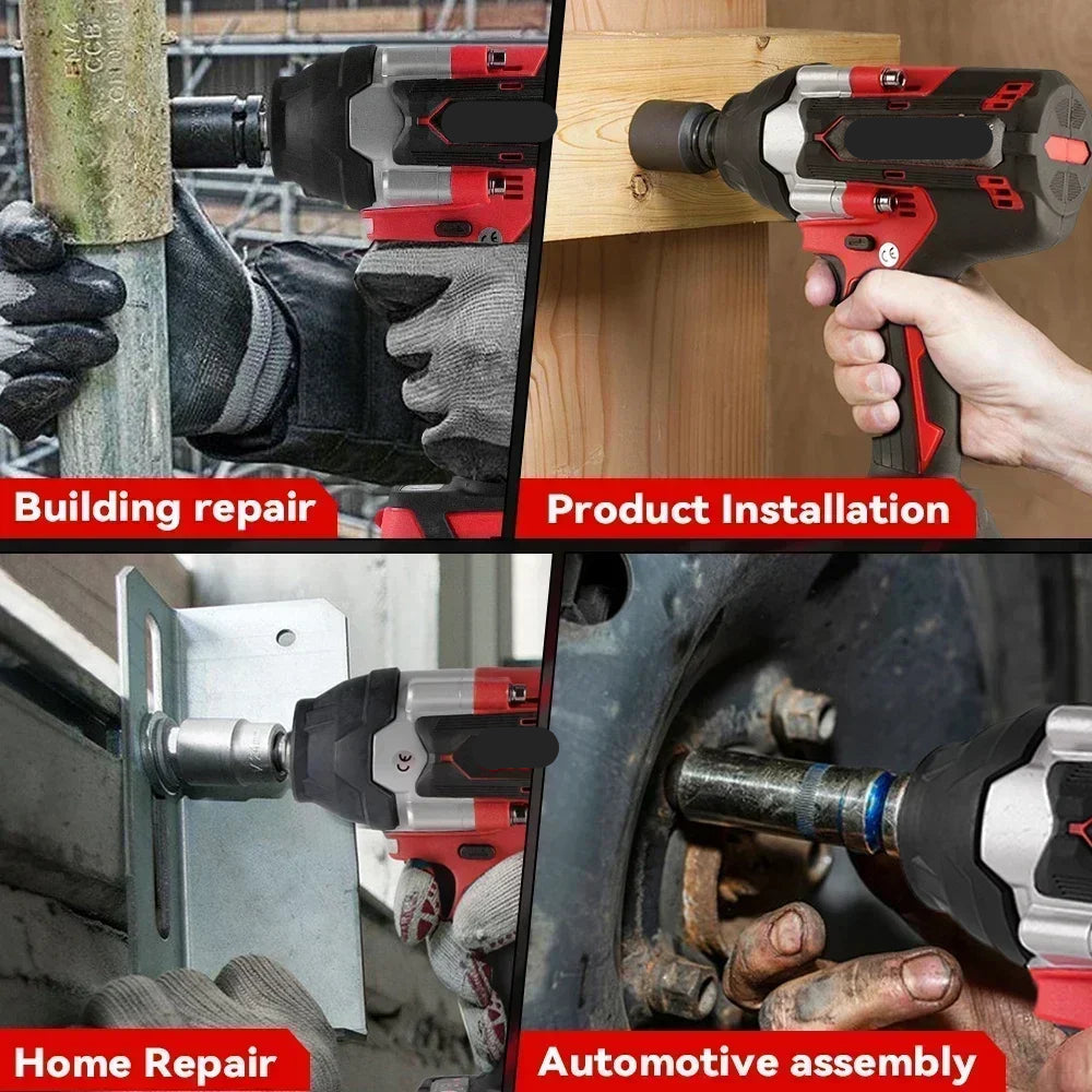 Slagmoersleutel - Slagmoermachine - Slagschroevendraaier - 1800Nm - 1/2 Inch - Krachtige - Brushless - met 1 Accu & EU Stekker – Voor 21V/18V Batterij - Rood