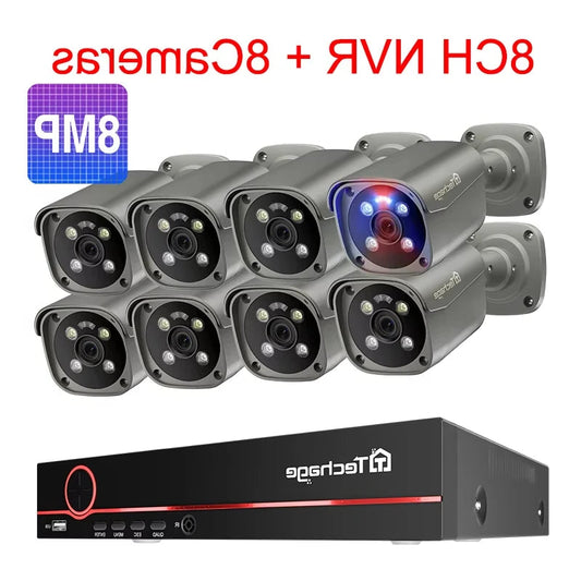 8-kanaals 8MP CCTV Beveiligingssysteem – IP Camera Systeem – Surveillance Set – Beveiligingscamera Kit – Videobewaking – 1TB HDD Opslag – Smart AI Beweging Detectie - 8 Stuks - QUORE
