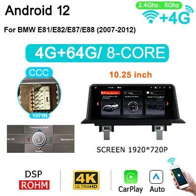 Autoradio – Carplay Autoradio – Android Auto Radio – Multimedia Speler – 2-DIN Scherm – Android 14 Besturingssysteem – 8GB RAM 256GB Opslag