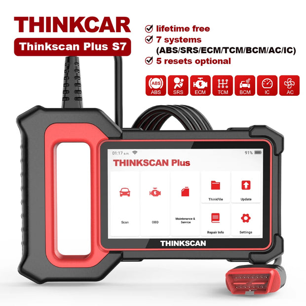 THINKSCAN Plus S7/S6/S4 OBD2 Scanner Car Diagnostic Tool Scan ABS SRS ECM TCM BCM IC AC System Free Reset Service Free