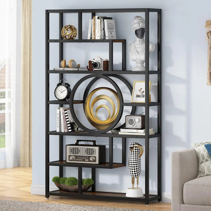 Boekenkast – Boekenkast Industriële Stijl – Opbergkast – Woonkamerkast – MDF En Staal - 110 x 30 x 184 cm - Zwart