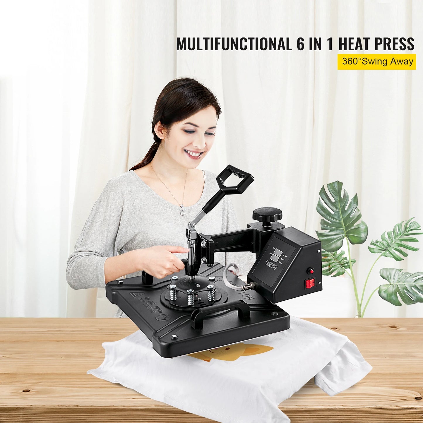 SucceBuy 5 6 8 in 1 Heat Press Machine T shirt Heat Transfer Printer Muntifunctional Sublimation Mug/Latte Mug/Hat/Plate/Bottle