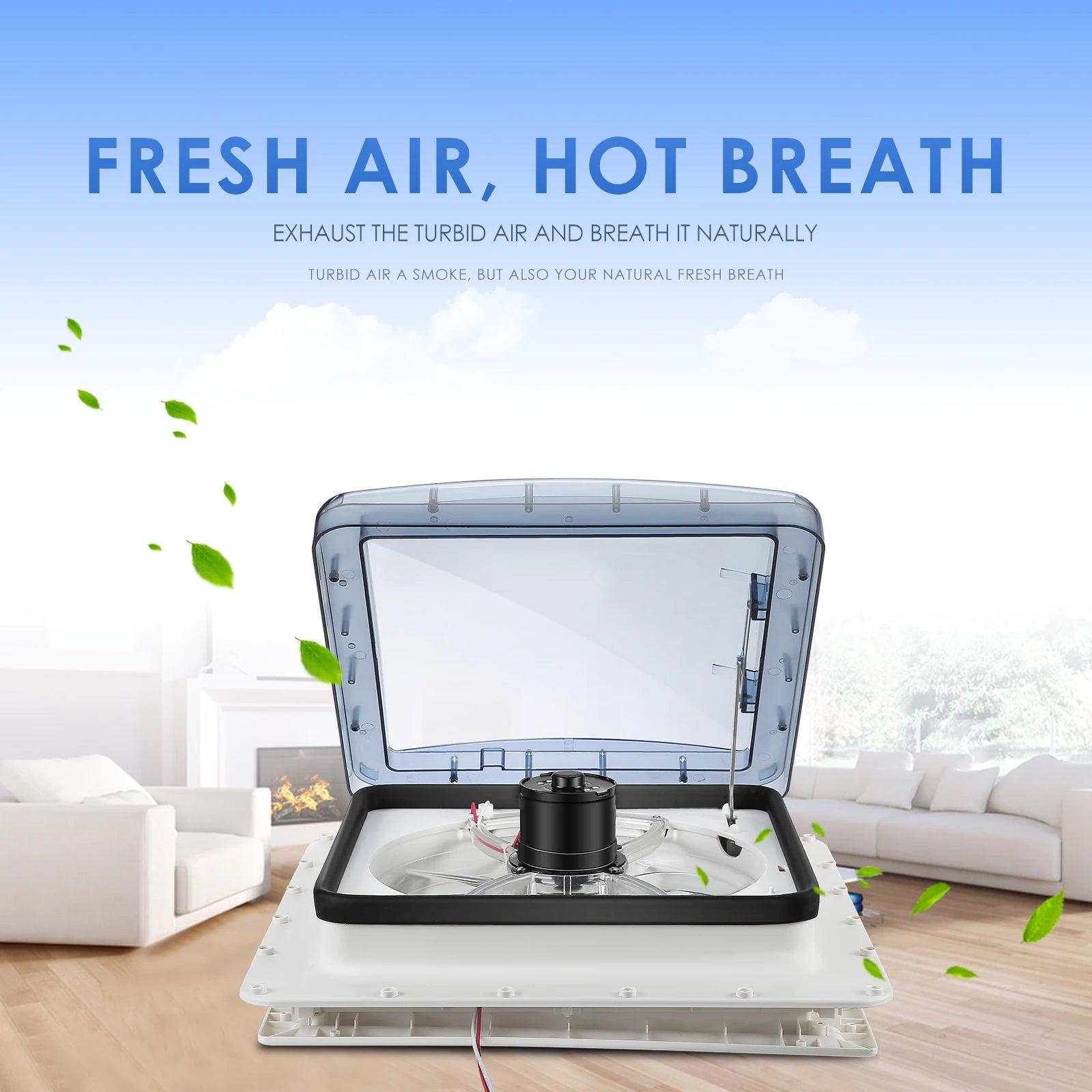 Elektrische Dakventilator Caravan – RV Dakventilator – Camper Ventilator – Dakventilator Met Afstandsbediening – Motorhome Ventilator – 3 Snelheden – Automatische Regensensor 40x40 cm 12V 20W - QUORE