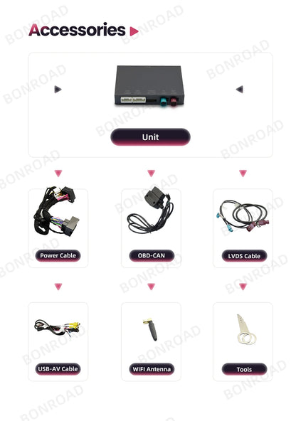 Carplay Interface – Android Auto Adapter – Draadloze Connector – Navigatiemodule – Infotainmentsysteem Upgrade – Draadloos CarPlay En Android Auto – GPS En Bluetooth – Mirror Link Ondersteuning - QUORE