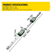 Guide Rail - 2Pcs Linear Guide Rail - Coupling Strip Set - 1000MM - Slide Block - 4Pcs Slide Blocks RM1605 Ball Screw W/Ball Nut BF12/BK12 Nut - for CNC DIY Milling