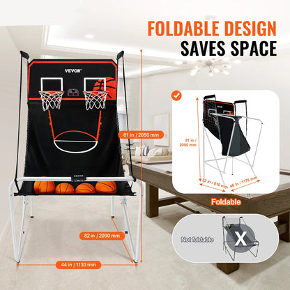 Basketbal - Arcade - Basketbalring - Opvouwbare basketbal Arcade - 2 speler - 82x44x81 inch - Dual Shot Sport - met 4 ballen 8 spelmodi voor kind Volwassene