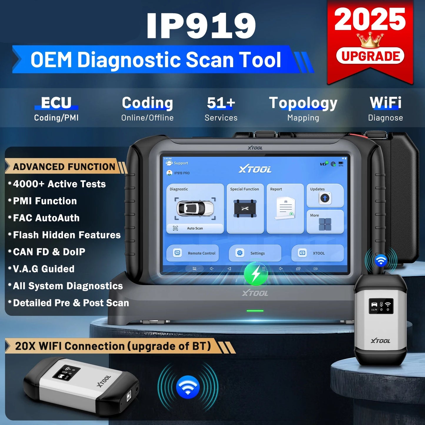 Bluetooth Autodiagnosetool – OBD2 Scanner – Autodiagnoseapparaat – Foutcode Uitlezer – Sleutelprogrammeerder – 10,1 Inch Touchscreen – 42+ Servicefuncties