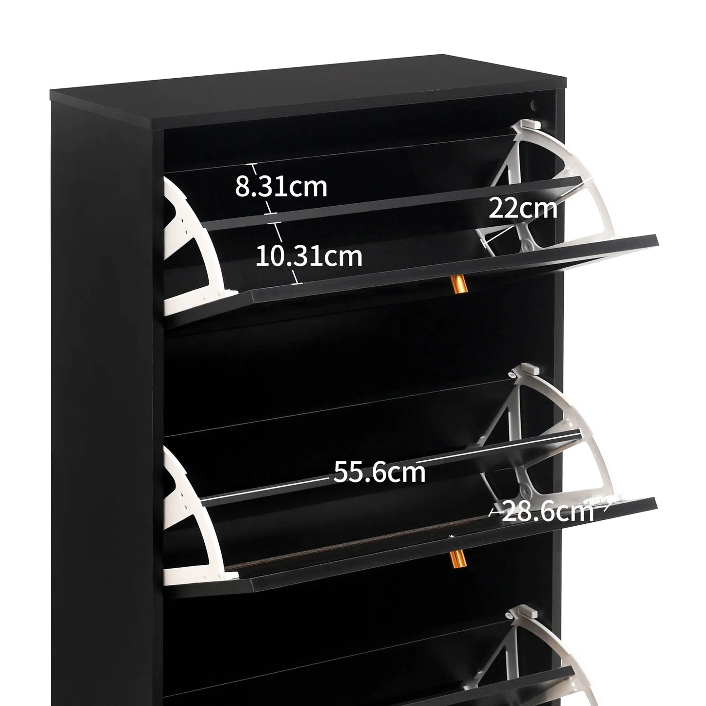 Schoenenkast – Schoenopberger – Schoenrek – Schoenmeubel – Modulaire Indeling – Krasbestendig MDF – Handgemaakte Geweven Deuren - 60 x 24 x 121 cm - Zwart