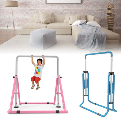 Verstelbare Gymnastiekstang - Turnrek - Thuistrainingsstang Opvouwbaar - Veilig - Eenvoudige Montage - voor Kinderen - 5 Versnellingen - voor Binnen - Buiten - Hoogte Verstelbaar 70-140 cm - Blauw