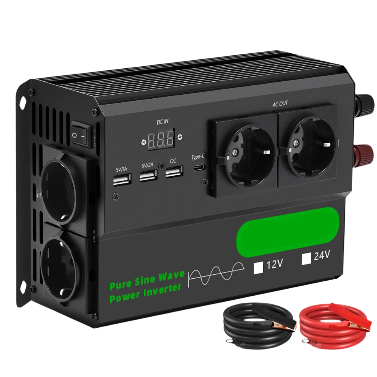 Omvormer – DC Naar AC Converter – 5000W - 12V Naar 220V Omvormer – Spanningsomzetter – Compact – Stabiele 220V Output – 50Hz Frequentie - 24V