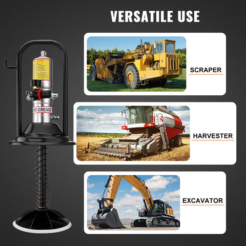 Vetspuit - Vetpomp - 50:1 Drukverhouding - Luchtbediend - Vetspuit Aluminium - Vetspuit Pistool - Krachtige Vetspuit - 360° Vetspuitkop voor Auto's - Zwart