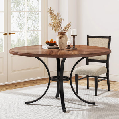 Ronde Eettafel – Eettafel – Ontbijttafel – Theetafel – Woonkamertafel – 120x120 Cm – Houtfineer Met Metalen Poten