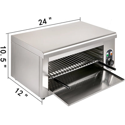 Salamander Grill – Elektrische Grill – Grilloven – Bovenverwarmer – Roestvrij Staal – Temperatuurregelaar 50-300°C – Verstelbaar Rooster