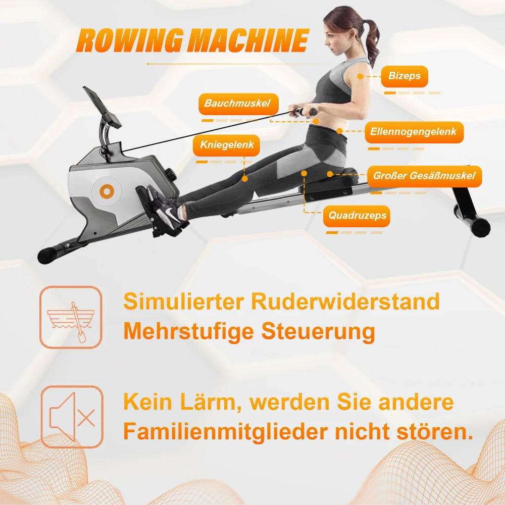 Roeitrainer – Roeimachine – Roeiapparaat – Fitnessapparaat – Hometrainer – 8 Weerstandsniveaus – Inklapbaar Compact Design