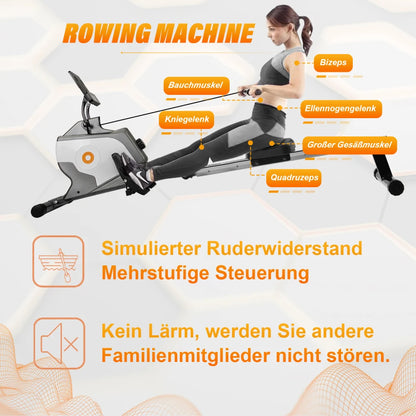 Roeitrainer – Roeimachine – Roeiapparaat – Fitnessapparaat – Hometrainer – 8 Weerstandsniveaus – Inklapbaar Compact Design