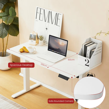 Hoogteverstelbaar bureau – Elektrisch bureau – Zit-sta bureau – Verstelbaar bureau – Werkplek bureau – 120x60 cm – USB oplaadpoort – Memory functie