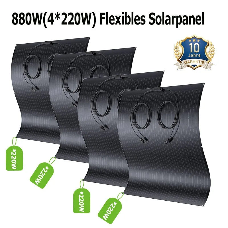 Flexibel Zonnepaneel Kit – Lichtgewicht Zonnepaneel – Monokristallijn Zonnepaneel – Waterdicht Zonnepaneel – Off-Grid Zonnepaneel – 480W Vermogen – IP67 Behuizing