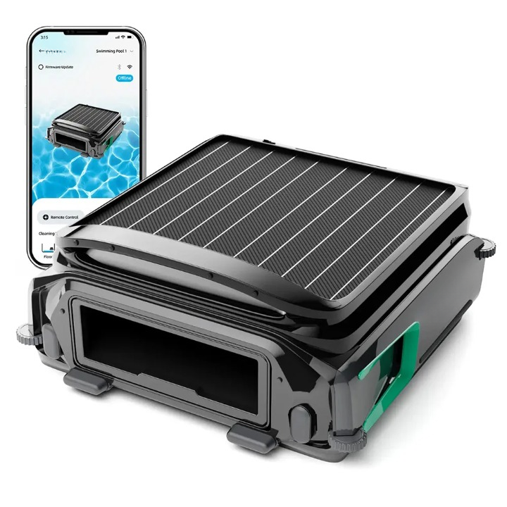 Zwembadskimmer – Automatische Skimmer – Zonne-energie Skimmer – Bluetooth Skimmer – 7 Liter Opvangmand – Anti-Stranding Technologie - Zwart