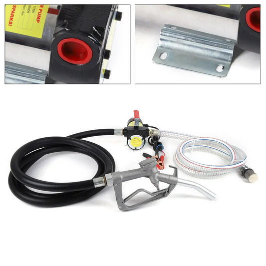 Elektrische Pomp - Brandstofpomp elektrisch - Tankpistool - Dieselpomp - Brandstofpompen - 230V/12V - 50L/Min - Diesel Elektrische Pomp - Zelfaanzuigende Brandstofpomp met Hoge Vermogen en Tankpistool - QUORE