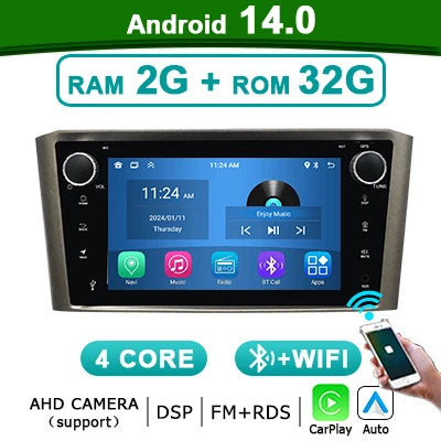 2-din Autoradio – Multimedia Speler – Car Radio – GPS Navigatie – Android Auto – Android 14 Besturingssysteem – 7-Inch Touchscreen – Wireless CarPlay & 4G LTE Connectivity