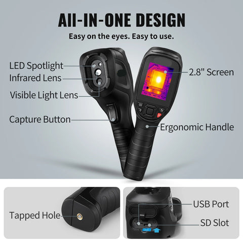 Thermal imaging camera - Thermal camera - Infrared camera - No WiFi - 20Hz - IP54 - 240x180 pixels - -20~350 ℃ - Black