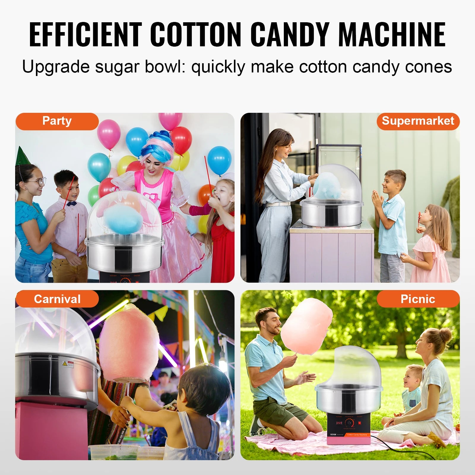 Suikerspinmachine Elektrisch - Suikerspinmachines - Mini Suikerspin - Suikerspinmaker - 1000W - RVS Kom - Instelbare Temperatuur - Suikerschep Inclusief – Voor Feest - Kermis & Evenementen - Blauw - QUORE