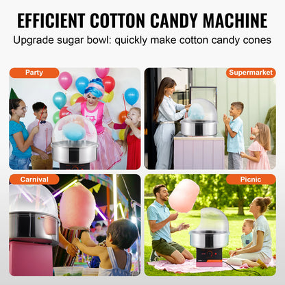 Suikerspinmachine Elektrisch - Suikerspinmachines - Mini Suikerspin - Suikerspinmaker - 1000W - RVS Kom - Instelbare Temperatuur - Suikerschep Inclusief – Voor Feest - Kermis & Evenementen - Blauw met Hoes