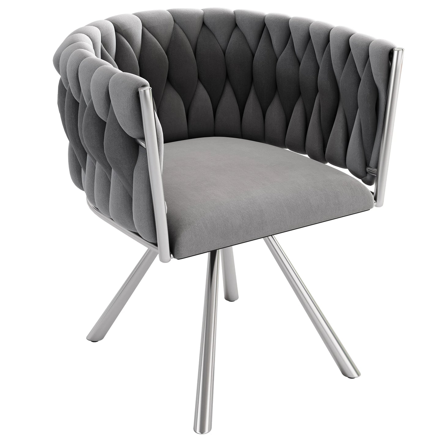 Velvet Eetkamerstoel – Draaibare Stoel – Comfortabele Stoel – Metalen Stoel – Luxe Bekleding – 360° Draaibare Zitting – Draagvermogen 150 Kg - Donkergrijs