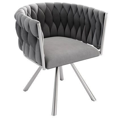 Velvet Eetkamerstoel – Draaibare Stoel – Comfortabele Stoel – Metalen Stoel – Luxe Bekleding – 360° Draaibare Zitting – Draagvermogen 150 Kg - Donkergrijs
