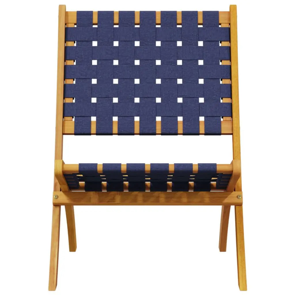 Tuinstoel – Set van 2 - Klapstoel – Compact Tuinset – Tuinmeubelset – Balkonset – Terrasset – Inklapbare Stoelen – Massief Acaciahout – Waterbestendige Tafel - Donkerblauw