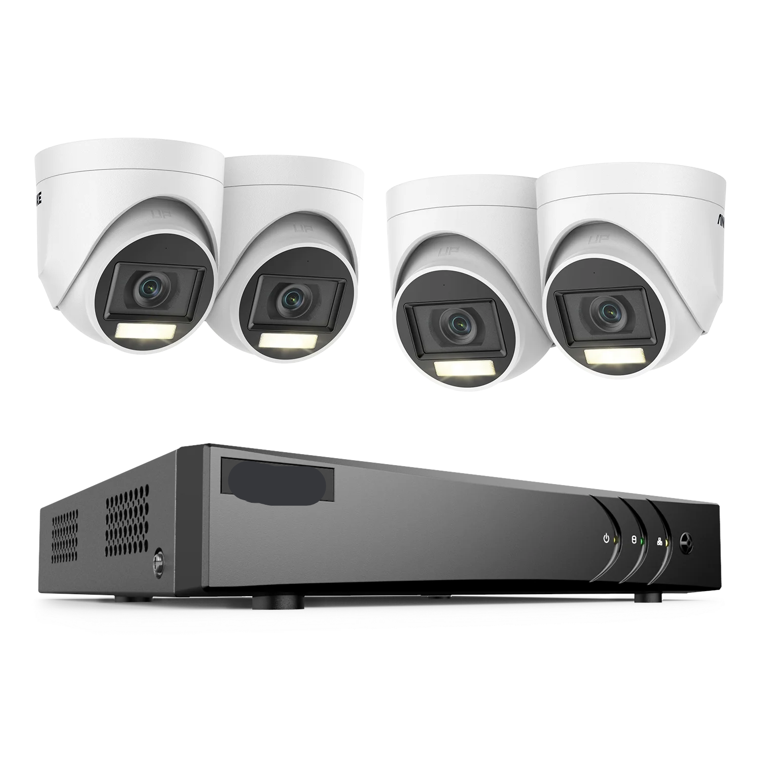 Beveiligingscamerasysteem - 5MP Camera - 8-Kanaals - Openlucht - Buiten - CCTV camerasysteem - IP67  Waterdichte - Bewakingscamera - Beveiligingscamera - Dual Light PIR Detectie – H.265+ DVR Recorder - met 2TB HDD - 4 stuk - Wit - QUORE