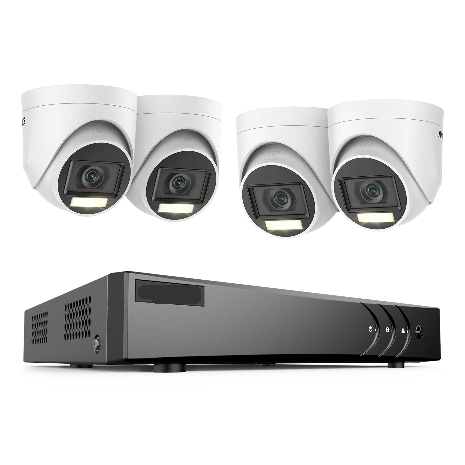 Beveiligingscamerasysteem - 5MP Camera - 8-Kanaals - Openlucht - Buiten - CCTV camerasysteem - IP67  Waterdichte - Bewakingscamera - Beveiligingscamera - Dual Light PIR Detectie – H.265+ DVR Recorder - met 1TB HDD - 4 stuk - Wit - QUORE