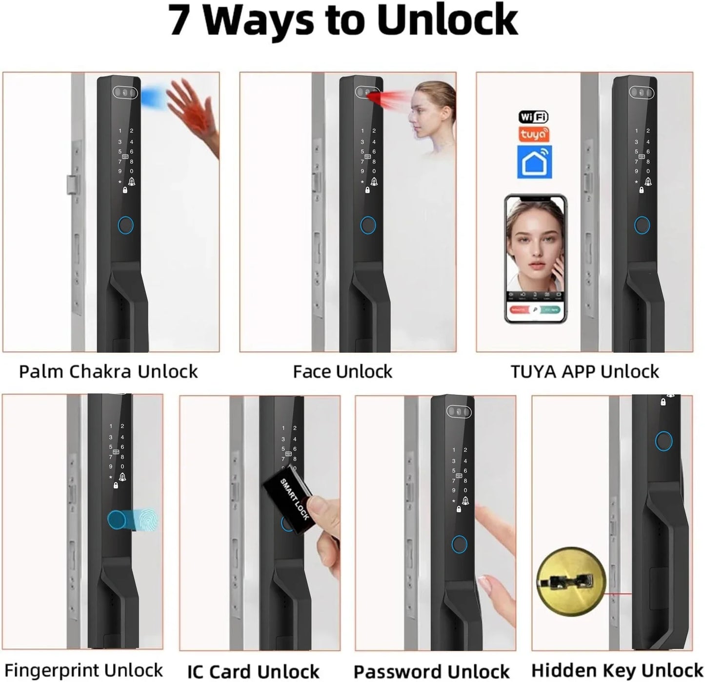 For Euro Mortise of 85/92 3D Face Recognition Smart Door Lock Tuya App Control IP68 Waterpoof Wifi Eletric Digital Smart Lock - QUORE