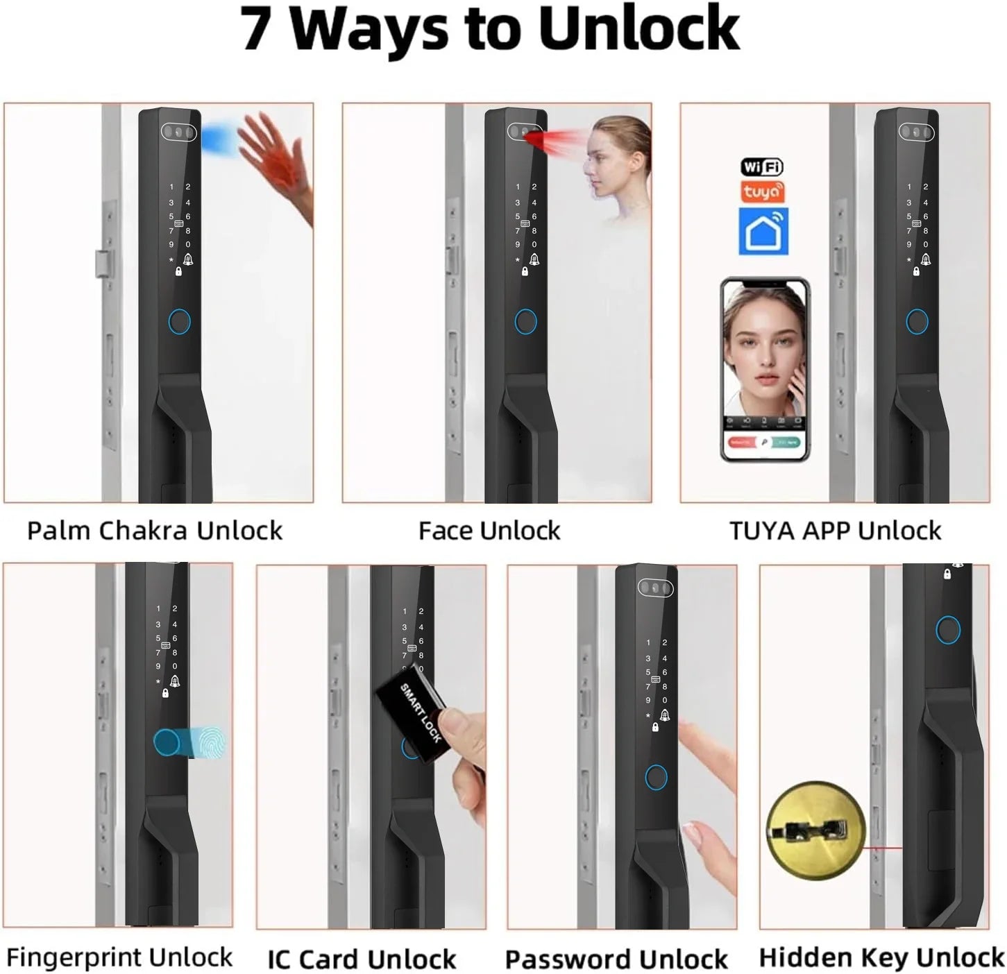 For Euro Mortise of 85/92 3D Face Recognition Smart Door Lock Tuya App Control IP68 Waterpoof Wifi Eletric Digital Smart Lock - QUORE