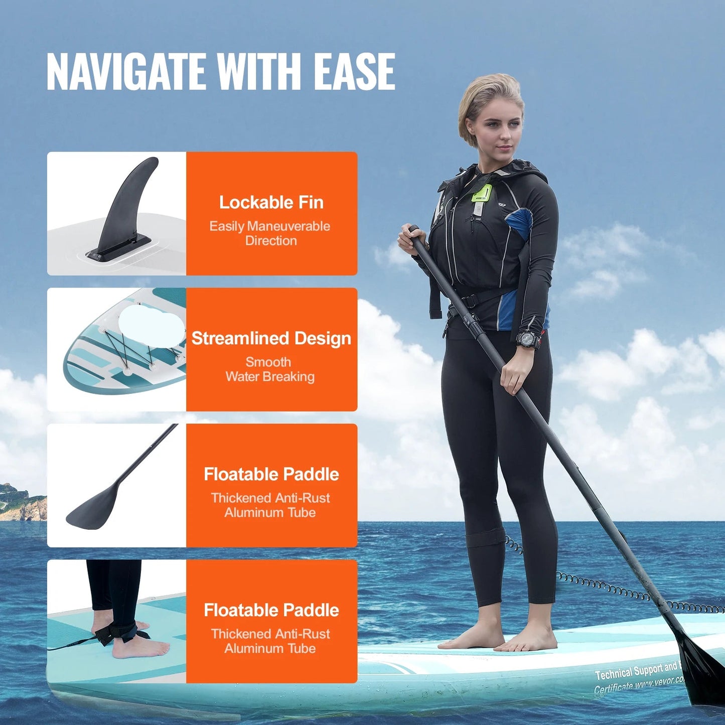 Supboard - Stand-Up Paddle Board - Sup - Sup Board Opblaasbaar - 10.6' x 33" x 6" - Inclusief Accessoires en Reparatieset – Antislip Dek – Geschikt voor Jongeren en Volwassenen