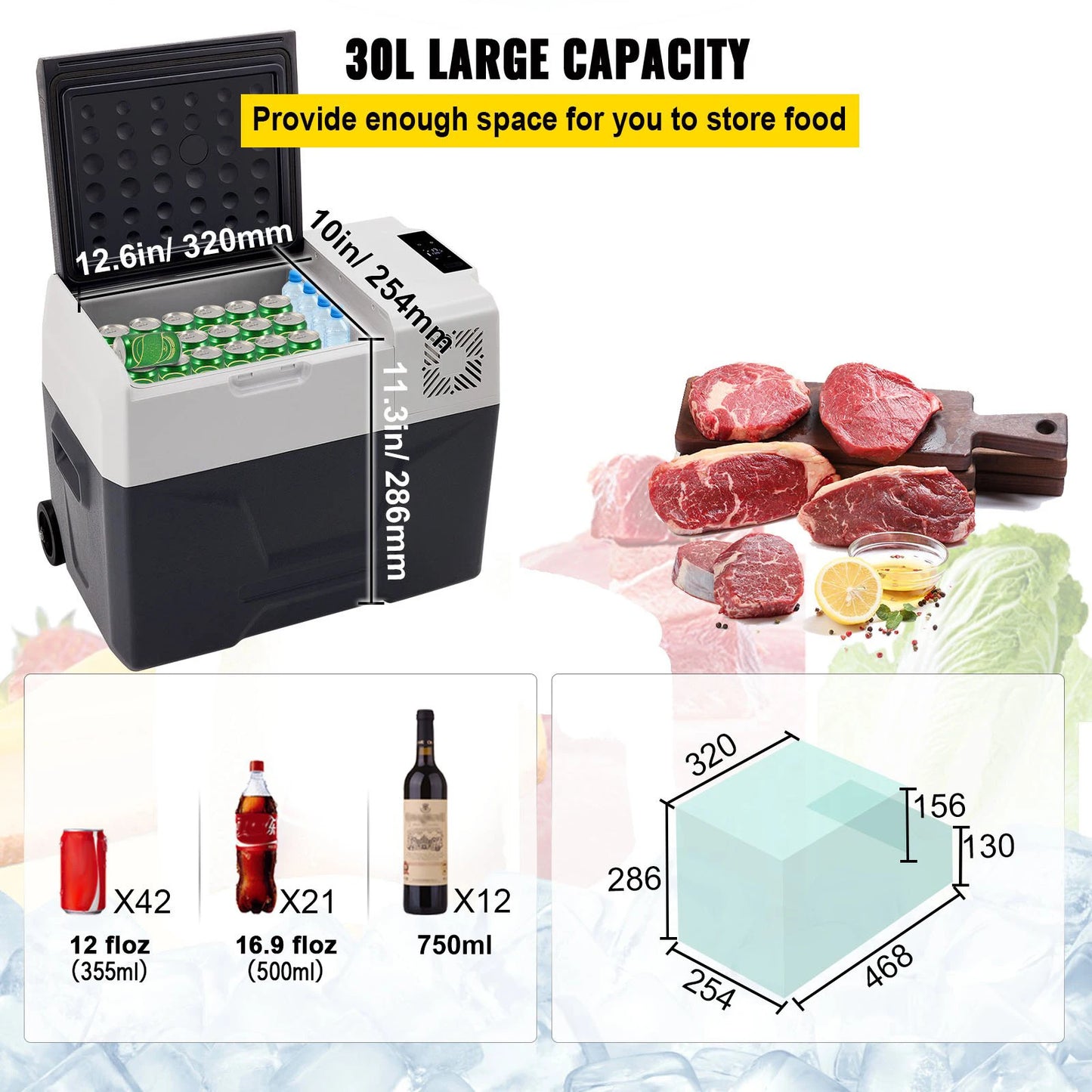 Sihao Car Refrigerator 15L-55L Mini Fridge Freezer Portable Compressor Cooler 12/24V DC 110-240V Ice Box Driving Camping Picnic